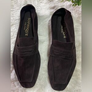 Sophique Milano Essenziale Classic Suede Loafer in Brown, Size 38